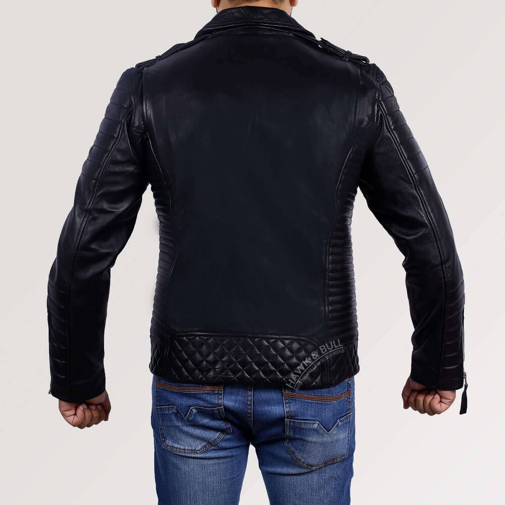 Hudson Double Breasted Black Biker Leather Jacket YKK Zipper | eBay